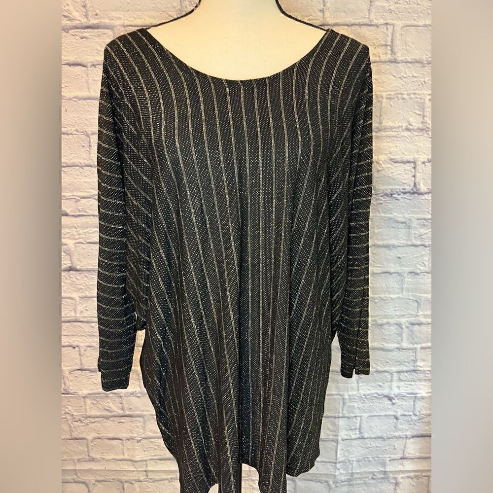 Black and Gold Shimmer Stripe Top